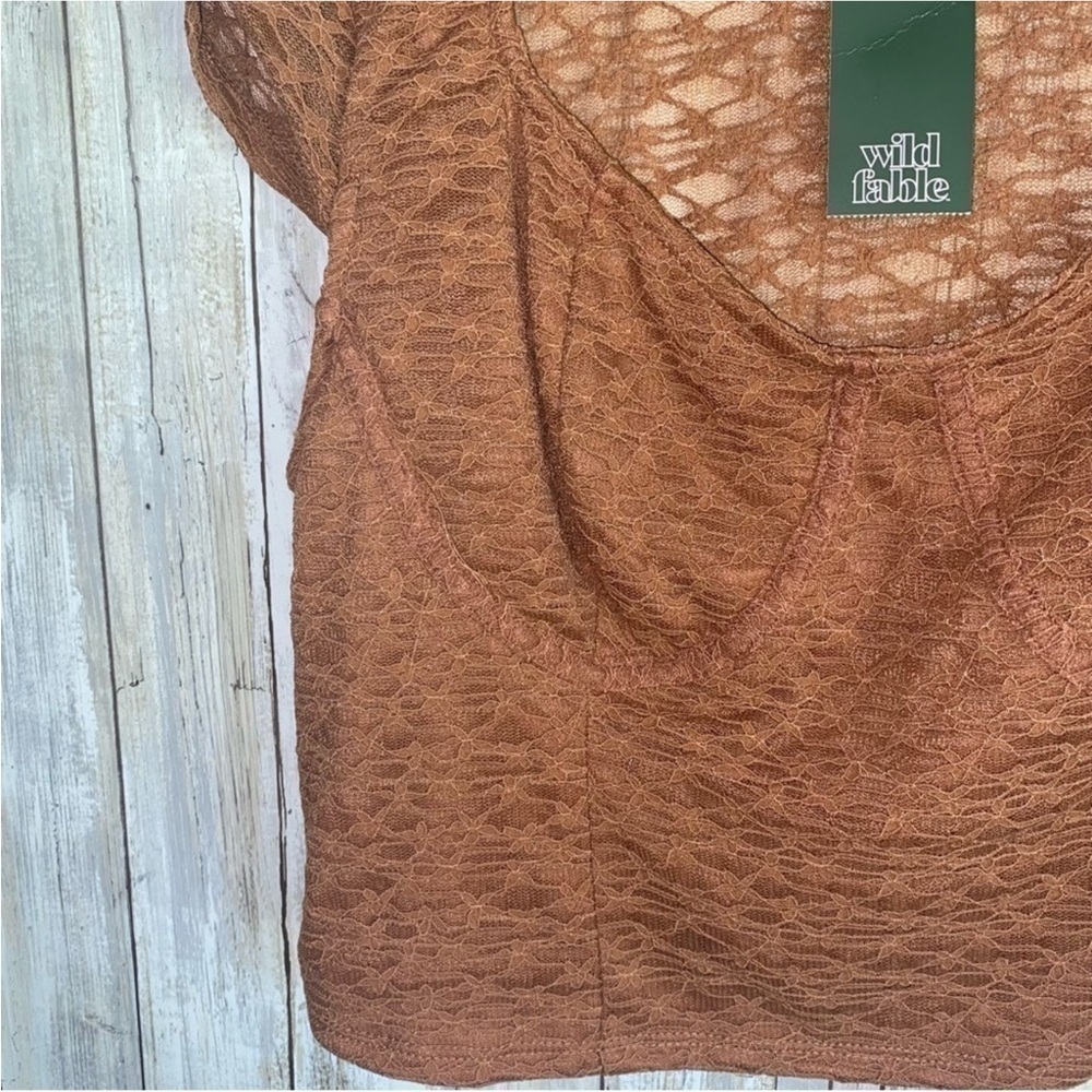 NWT Wild Fable Brown Lace Bustier Top - Picture 4 of 6